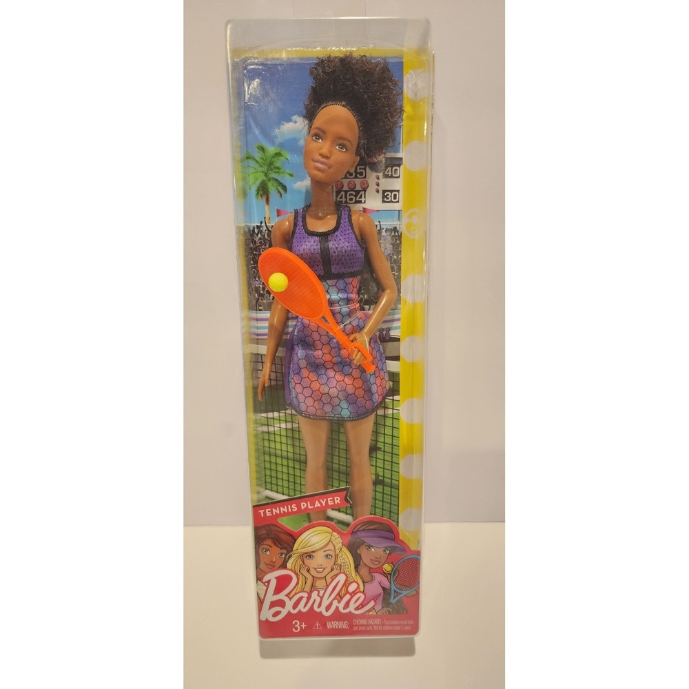 Barbie Tennis Player AA Dark Skin Curly Hair NRFB You Can Be Anything FJB11 2017